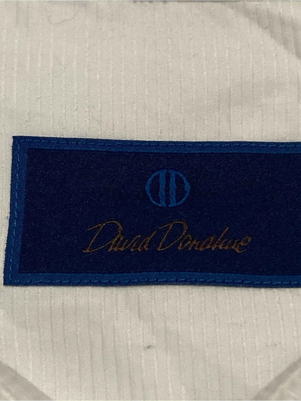 David Donahue Mens White Cotton Dress Shirt French Cuff  Horizontal Rib 17 34/35 - Picture 10 of 16